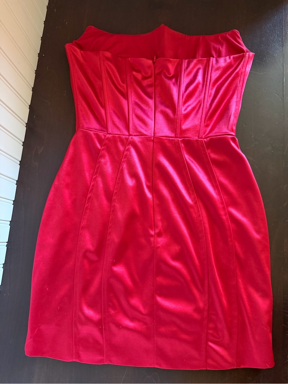 Strapless Red Satin Party Dress - Picture 1 of 3